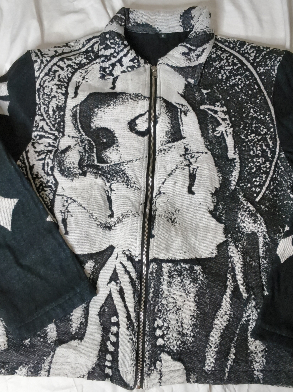 Black & White Graphic Zip-Front Men's Jacket